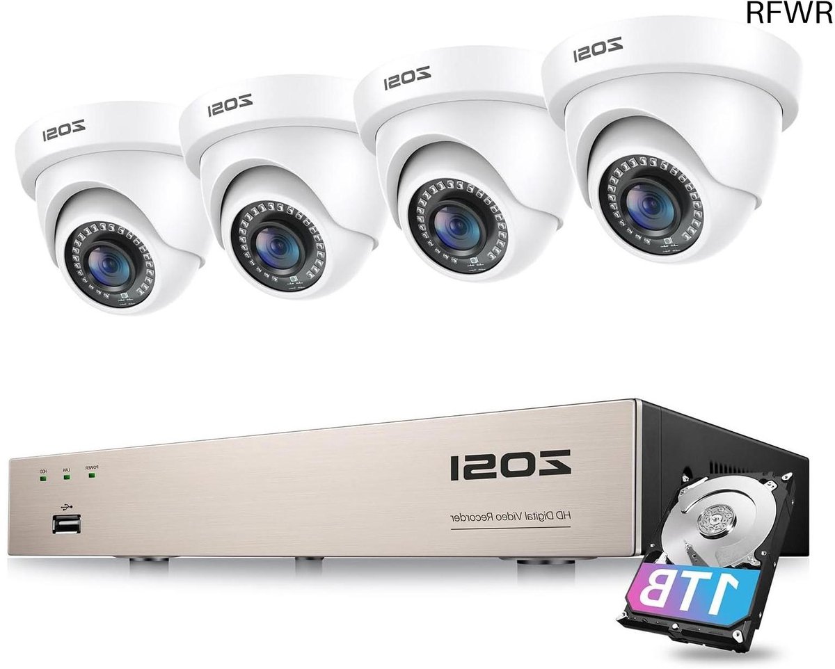RFWR® 1080P Outdoor Bewakingscamera Set met 8CH H.265+ DVR en 1TB Harde Schijf