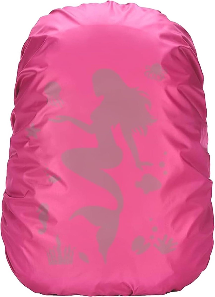 Allecto Plus - Rugzak 35L met reflecterende regenhoes en waterdicht roze ontwerp - Ideaal voor kinderen op reis of buitenshuis - Nachtelijke zichtbaarheid met zilveren coating