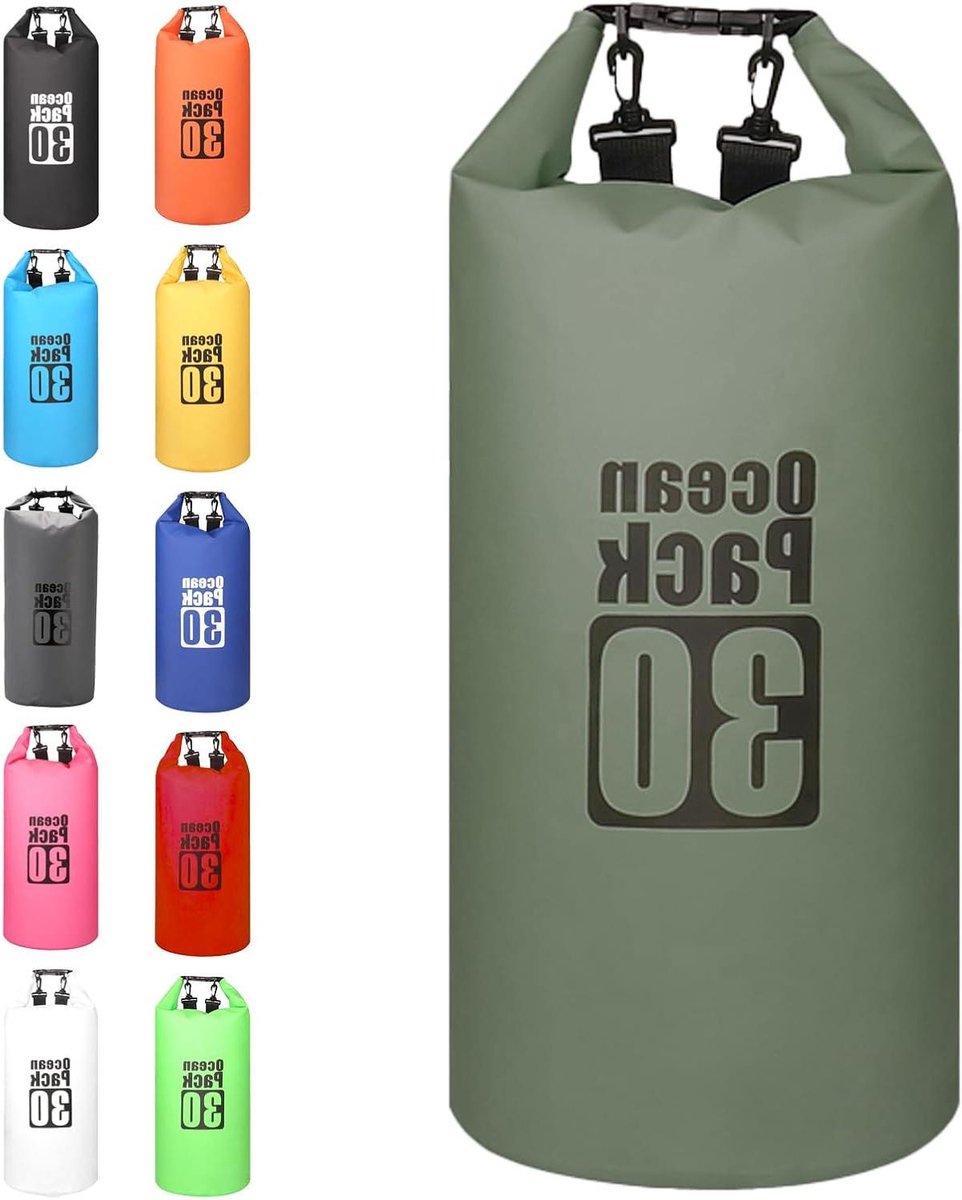 Allecto Plus - Waterdichte Droge Zak voor Outdoor Activiteiten (30L Groen) - Opbergtas voor Kamperen, Wandelen en Reizen