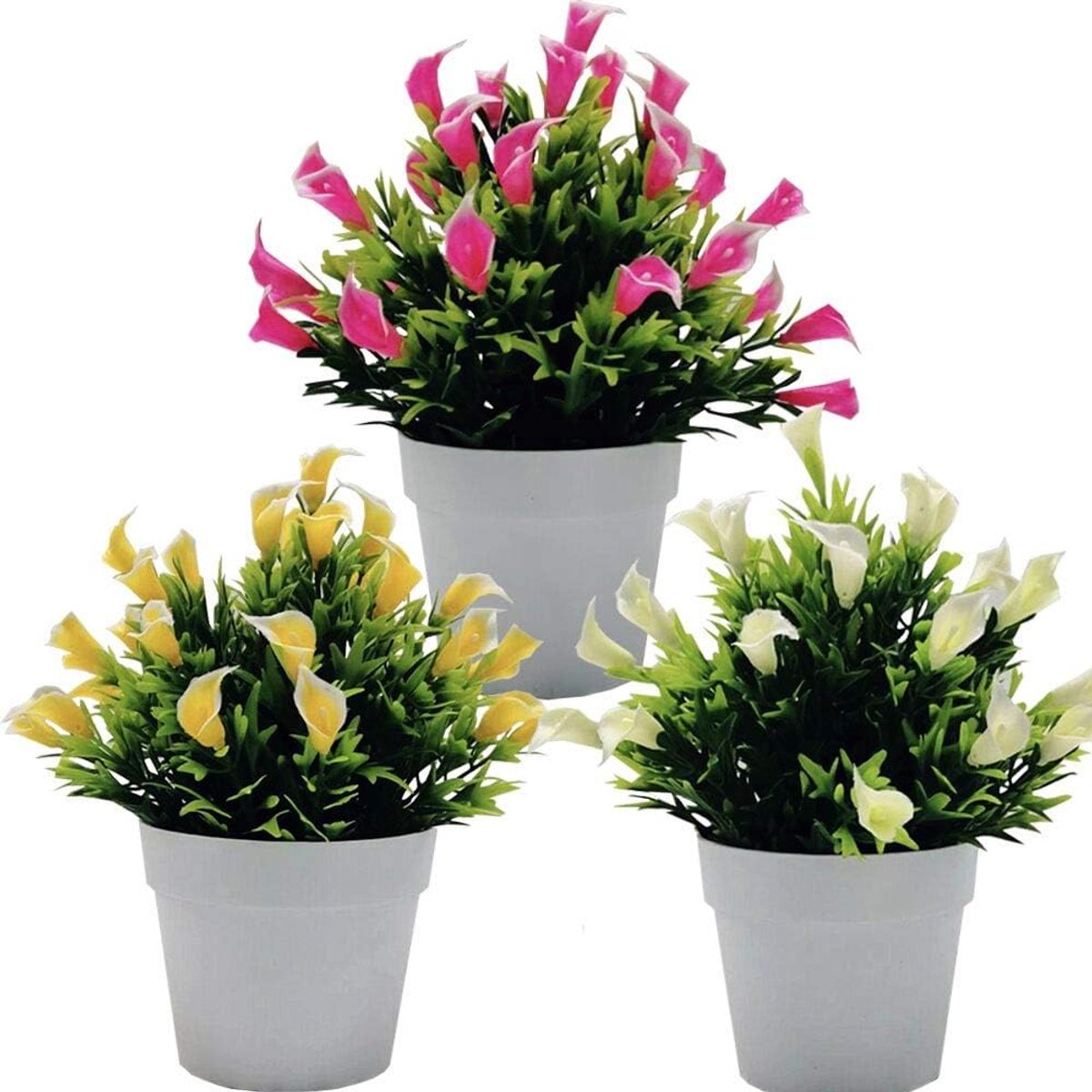 Kunstbloemen Calla Lelies - Groene Planten voor Decoratie - 3 Stuks