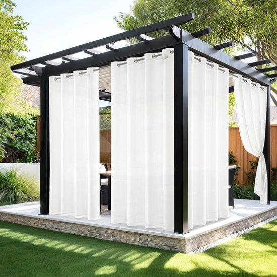 Buiten Gordijnen voor Terras Waterdicht - 2 Panelen Buiten Verduisterend Gordijn met Touwgesp, Binnengordijn voor Veranda, Pergola, Cabana,White-132x183cm(WxH Buiten Gordijnen voor Terras Waterdicht - 2 Panelen Buiten Verduisterend Gordijn met Touwgesp, Binnengordijn voor Veranda, Pergola, Cabana,White-132x183cm(WxH