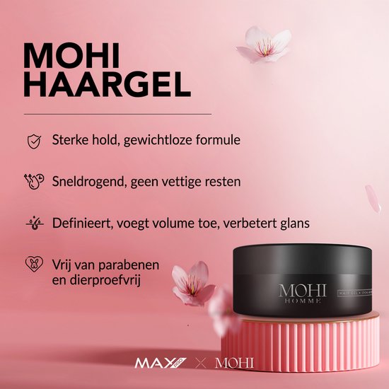 MOHI Homme Hair Gel 250 ml – Gel capillaire puissant pour homme – Droog rapide, Geen flocons – Look parfait toute la journée