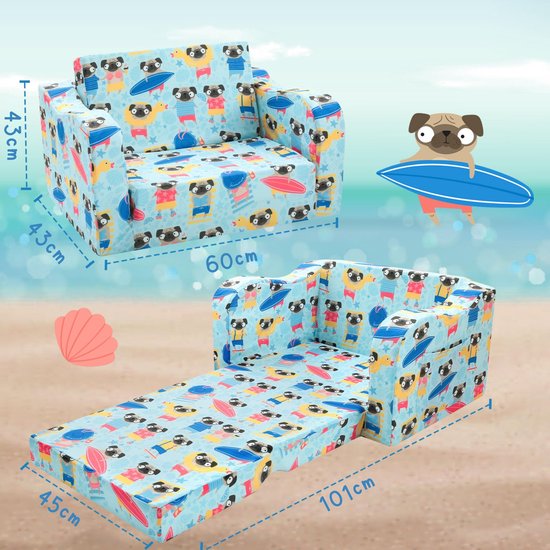 Decalsweet Eenhoorn opvouwbare kinderbank, dubbele zitting, 2-in-1