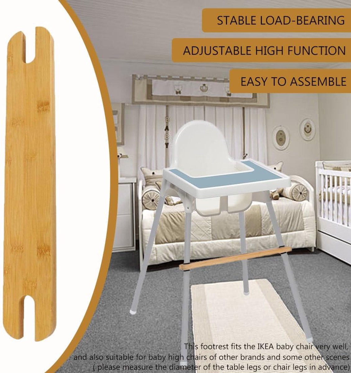 Voetsteun voor kinderstoel antislip verstelbare natuurlijke bamboe - accessoires compatibel met IKEA Antilop kinderstoel – foto 6