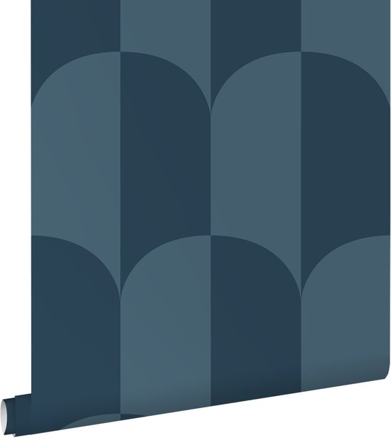 Papier peint ESTAhome art déco arches grisé bleu foncé - 53 cm x 10,05 m - 139996