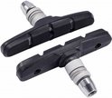 Twee zwarte V-brake remblokken met metalen stalen bouten.