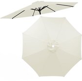 Vervangende parasoldoek - Waterdichte stof - Vervangende stof voor patioparasols - Vervangende stof voor tuinluifels - Bescherming tegen zon en regen - Diameter 3 m - Geschikt voor 6 baleinen vervangende parasoldoek - Wit