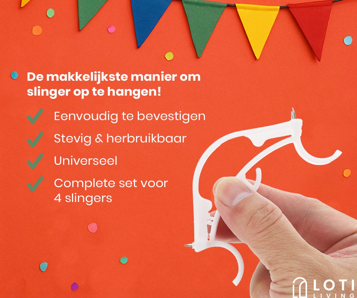 Loti Living Slingerklemmen - 8 stuks - Slingerklemmen voor slingers ophangen - Hoekklemmen - Herbruikbare Feestklemmen – Slingerclips voor Hoeken — afbeelding 2