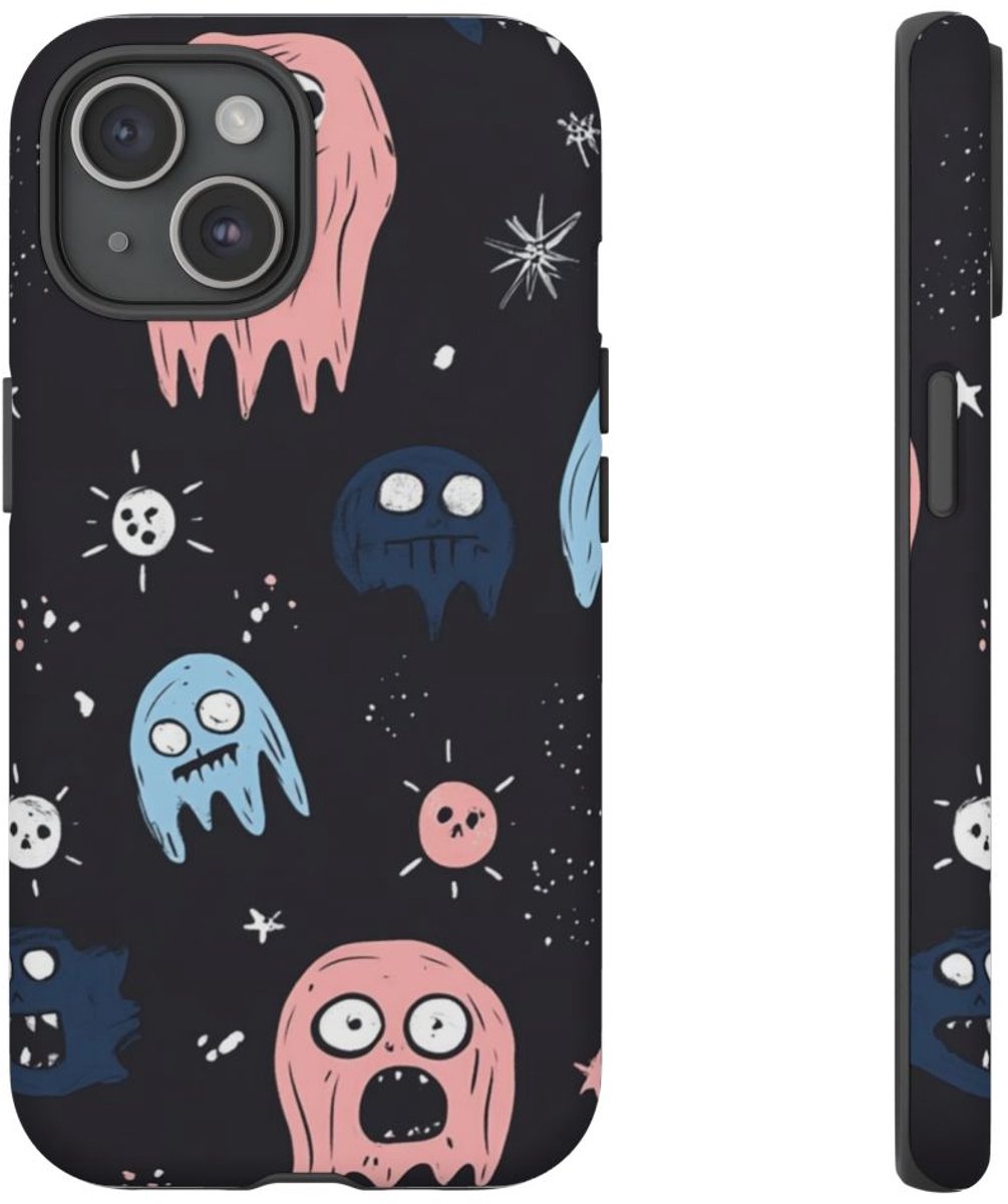 Schattige Horror-Spookjes Patroon – Telefoonhoesje Geschikt voor iPhone 15