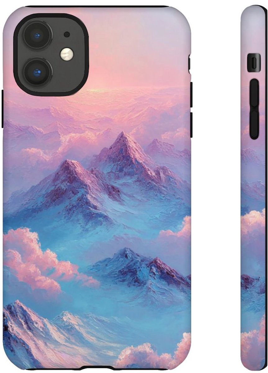 Dromerige Roze en Blauwe Bergen – Telefoonhoesje Geschikt voor iPhone 11
