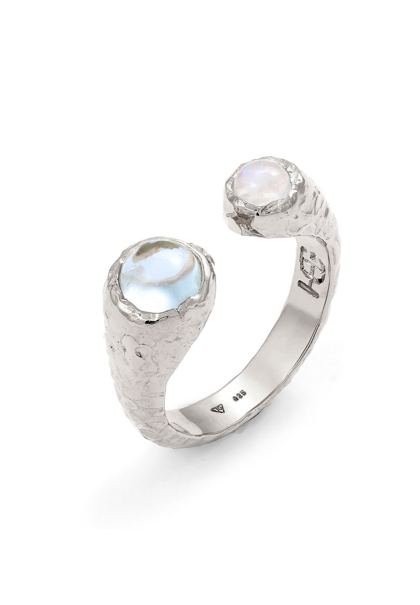 Haze & Glory - Ring - Aquamarin Mondstein 925 Sterling Silber -