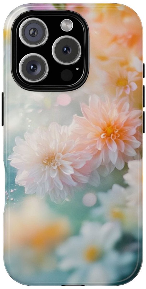 Zachte Pastel Dahlia's Bloemmotief – Telefoonhoesje Geschikt voor iPhone 16 Pro