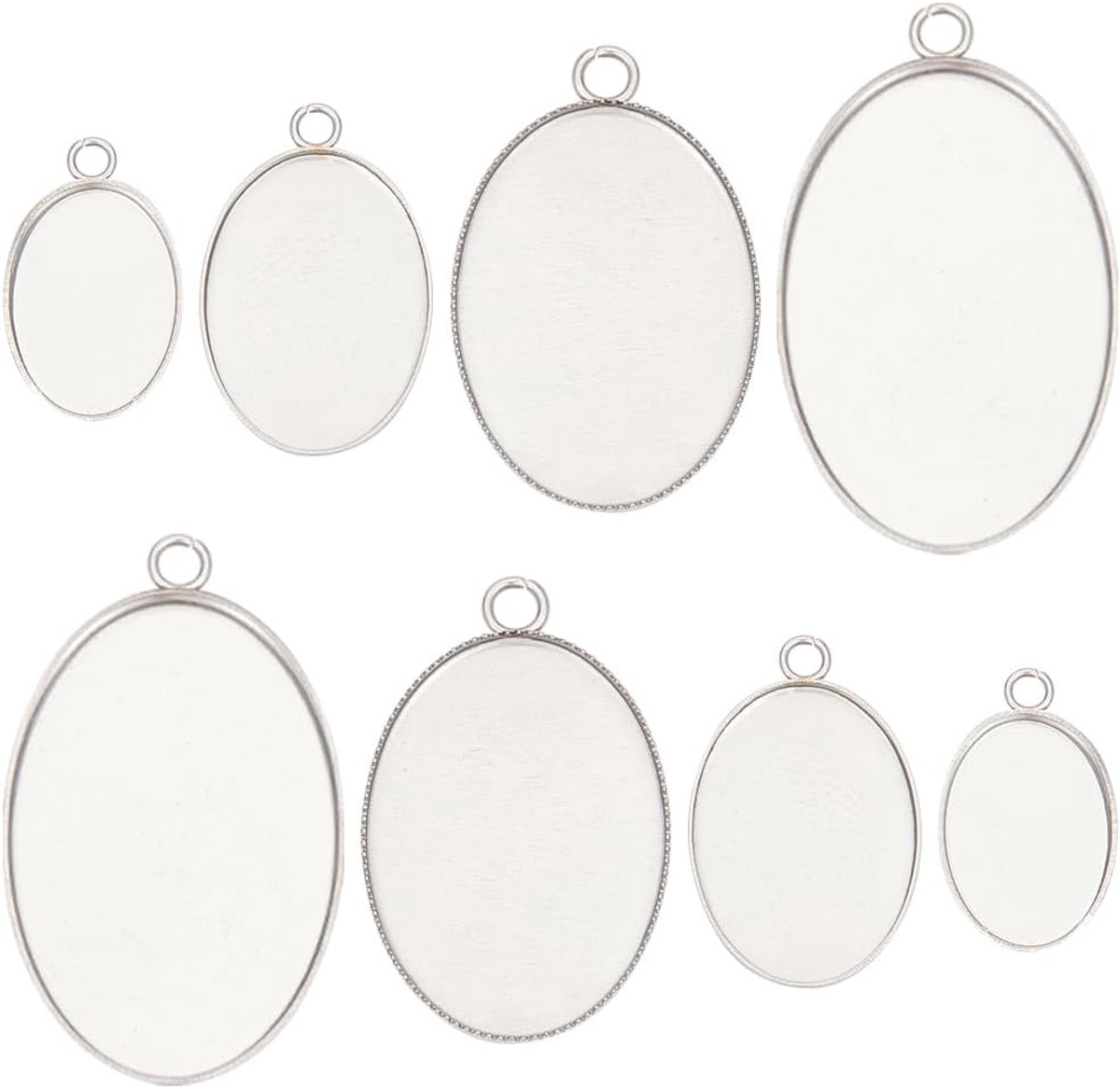 1 Box 40Pcs Bezel Tray Blanks - 304 Stainless Steel Bezel Trays - Cabochon Bezels - Hanger Trays Setting - Cabochon Empty Base voor Bouquet - Wedding - Graduation Findings
