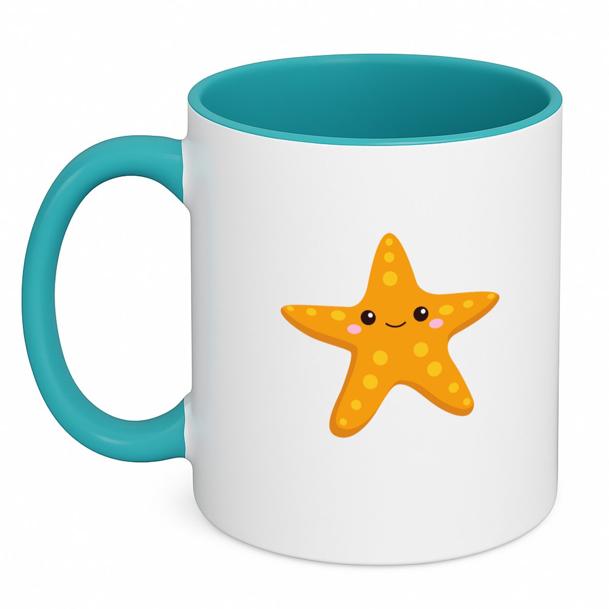 Hacebo® - zeester koffiebeker turquoise - Vis - Dieren liefhebbers - thee mok - koffie beker - Zeedieren - zeesterren - koffiemok - 350 ML inhoud
