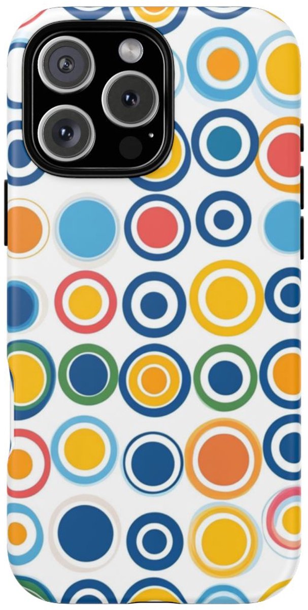 Vrolijk Cirkeldessin in Heldere Kleuren – Telefoonhoesje Geschikt voor iPhone 16 Pro Max