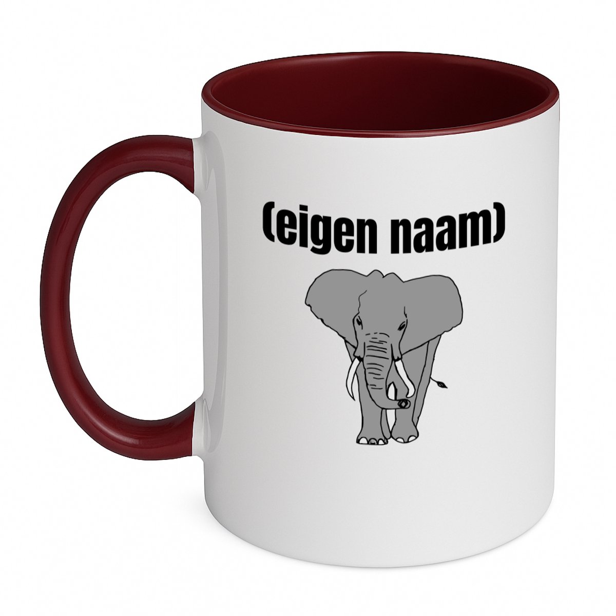Hacebo® - olifant met eigen naam koffiebeker bordeaux - Olifant - olifanten liefhebbers - thee mok - koffie beker - iemand die houdt van olifanten - verjaardag - cadeau - kado - koffiemok - 350 ML inhoud