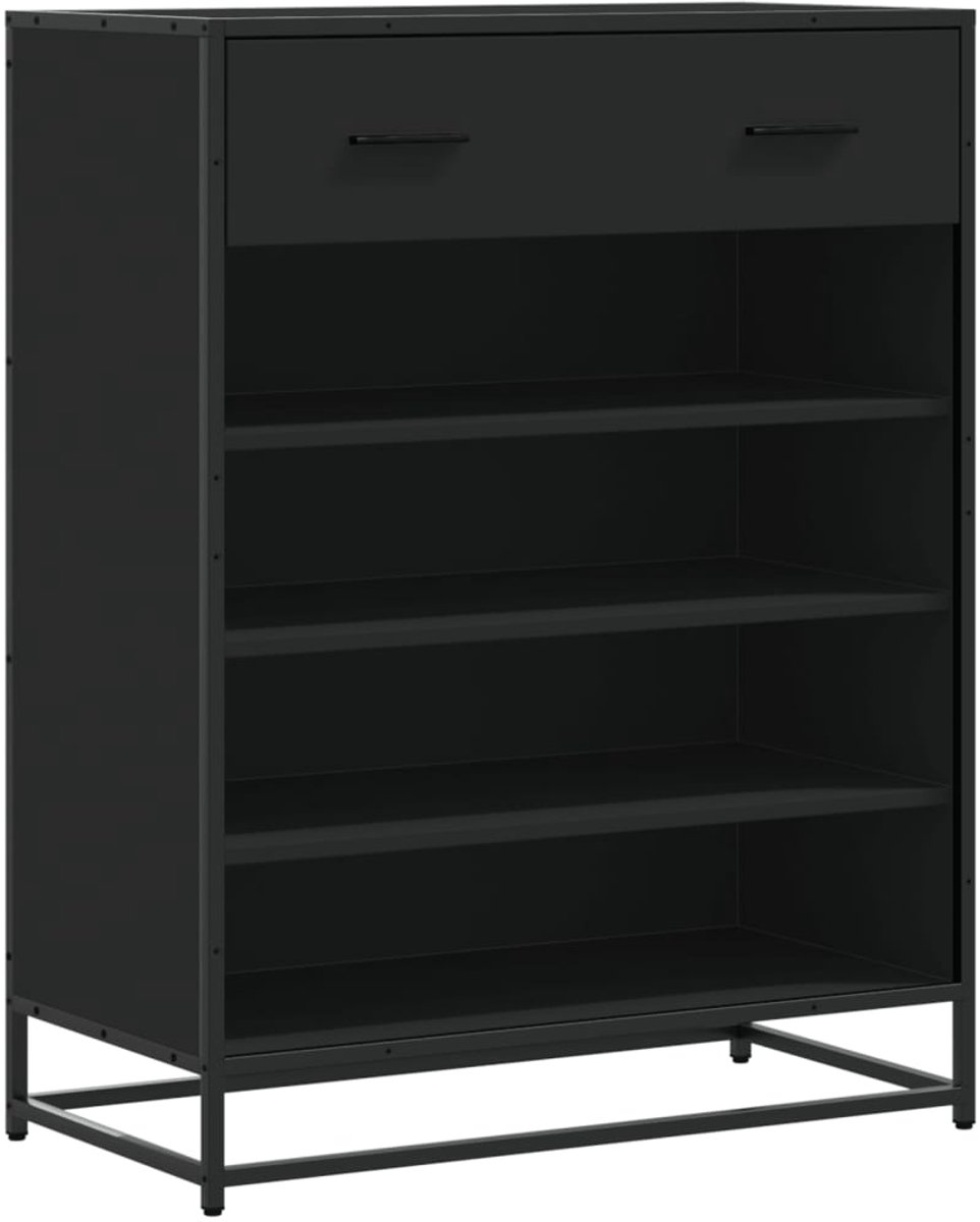 vidaXL Schoenenkast - 75x38x97,5 - cm - bewerkt - hout - en - metaal - zwart