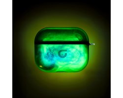GlowsandGuards - Airpods 4 hoesje - Glow in the dark - Inclusief UV lampje om op te lichten - AirPods 4 case - Hét satisfying AirPods hoesje - AirPods 4 - Groen