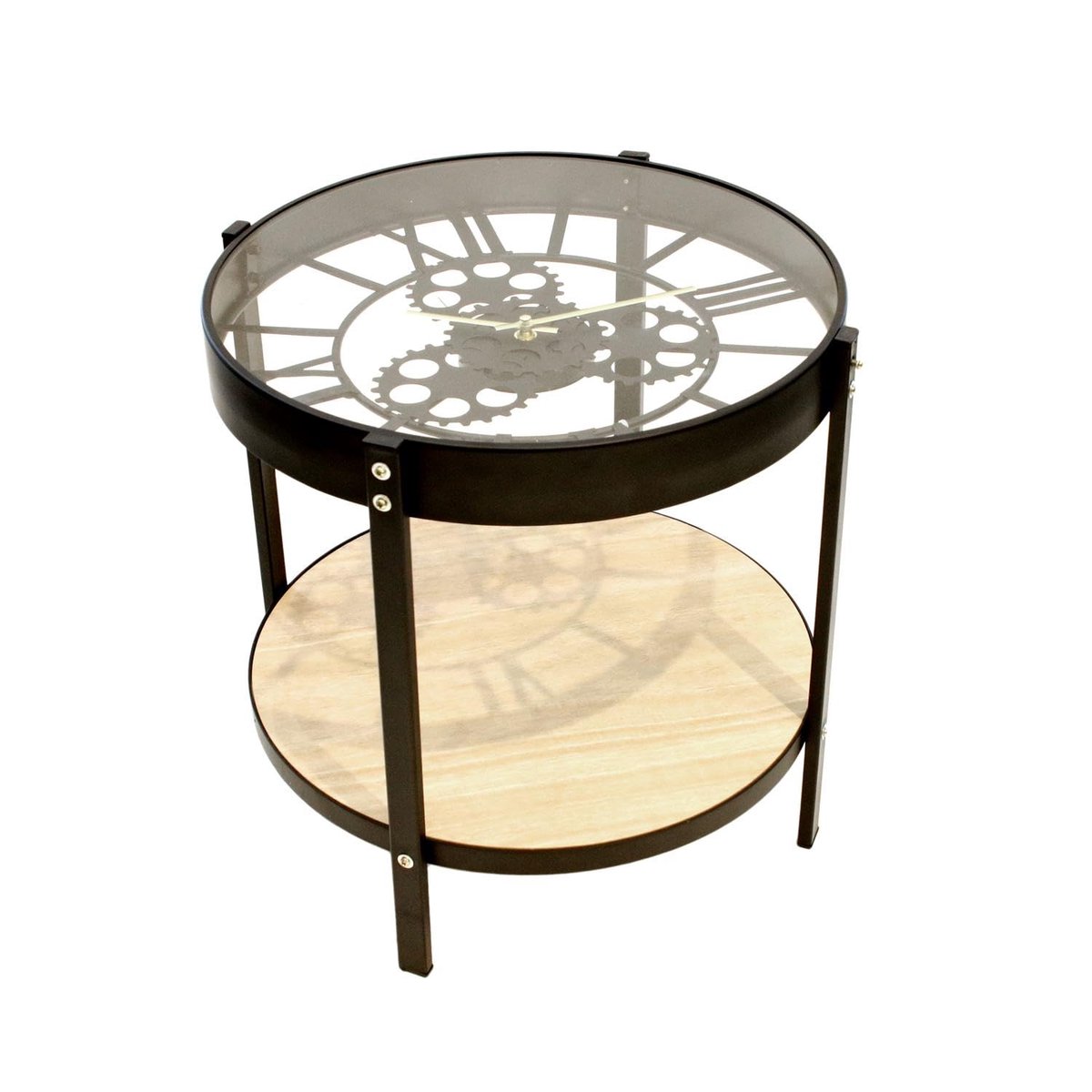 Bijzettafel met Klok - Modern Design - 1 stuk - 40,5 x 40,5 x 39 cm
