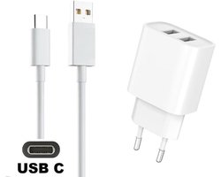 OneOne 2.4A lader met 2 poorten + 1,0m sterke USB C kabel. Oplader adapter past op Oppo A11, A15s, A16, A53 5G, A53s 5G, A54 5G, A55 5G, A9 (2020), A55s, A1x, A56s, A58x, K3, K5, K7 5G, K7x, K9