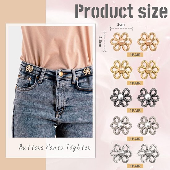 10 Pcs Button Pants Tighten Up - Pants Button Clips - Pants Tightening Clip - Adjustable Waist Buckles voor Sneller Kleding Gebruik van Merkloos	 — afbeelding 3