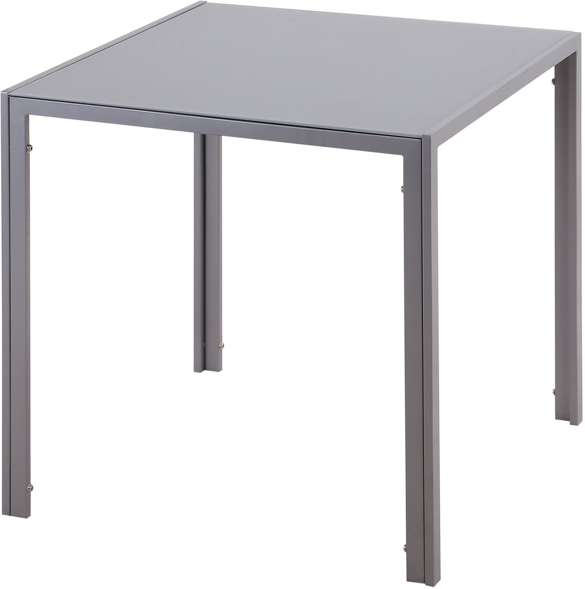 HOMCOM - eettafel - staal - gehard glas - 75L x 75B x 75H cm - grijs