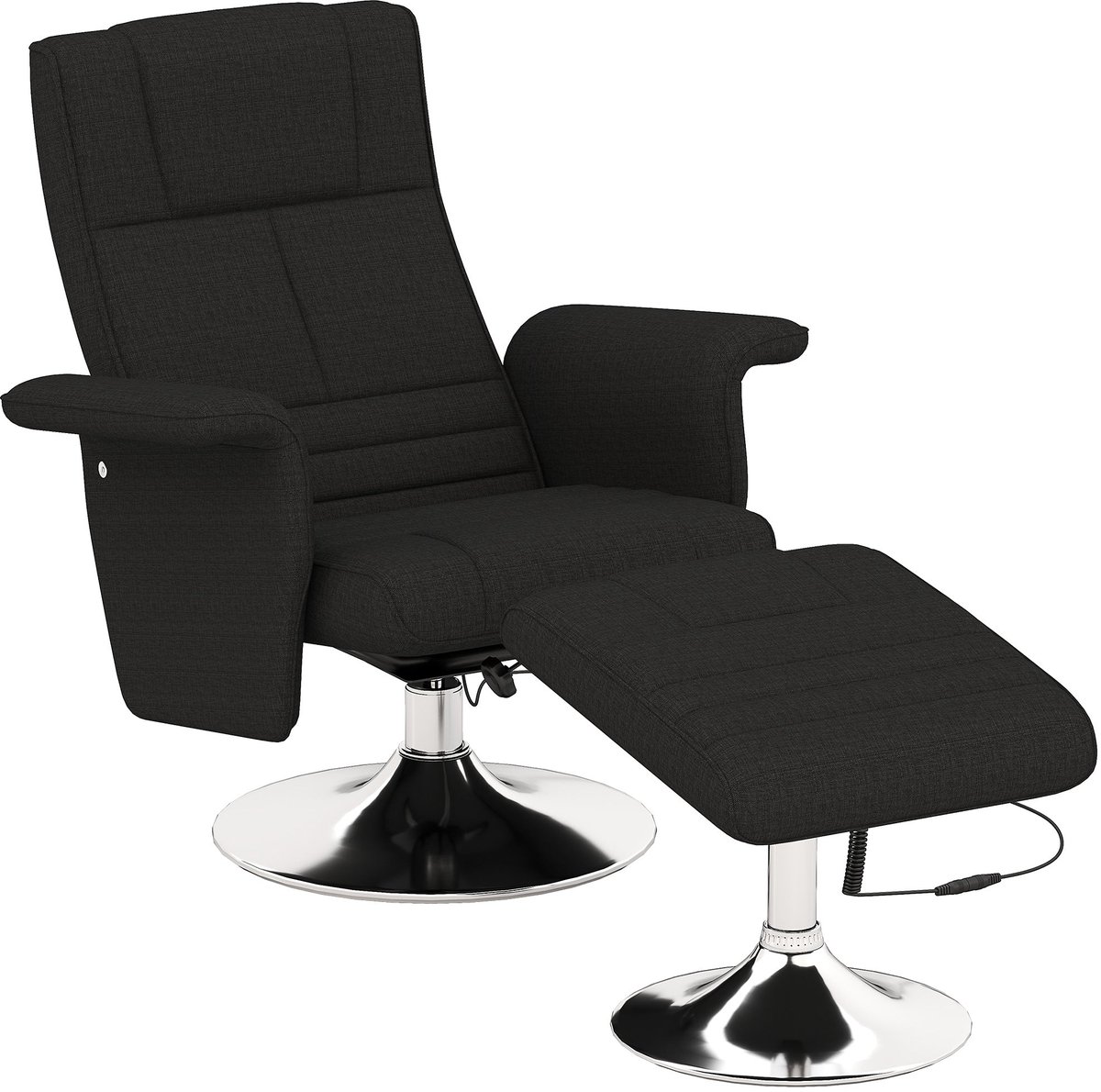 Merax Draaibare Relaxfauteuil Zwart met Massagestoel