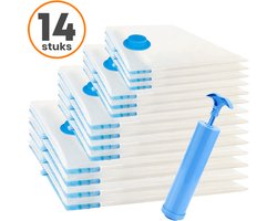 Loti Living Vacuümzakken Set – 14 Stuks / 4 Maten – Incl. Handpomp – Herbruikbare Opbergzakken voor Kleding, Dekbedden & Reizen – Bespaart tot 80% Ruimte