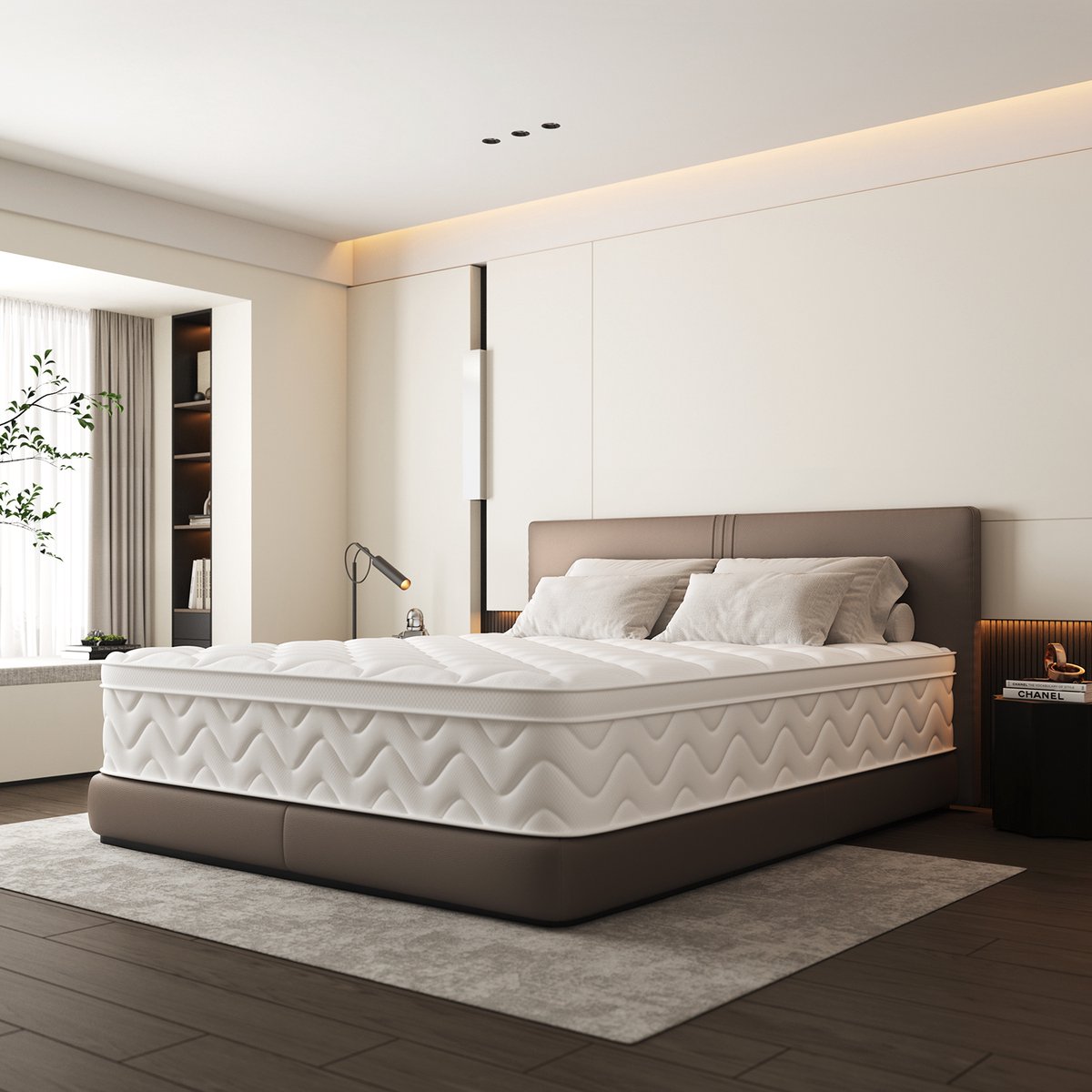 Elekiatech Matras 90x200 cm - 26 cm dik-Tweepersoonsmatrassen - Pocketvering matras - Anti-Allergische - met 9-laags composietstructuur Wit