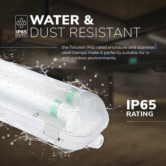 HOFTRONIC LED TL armatuur 120cm dubbel - T8 (G13) - 36 Watt 5760 lumen (160lm/W) - 6000K daglicht wit (860) - Koppelbaar - Flikkervrij - IP65 waterdicht - LED TL Lamp