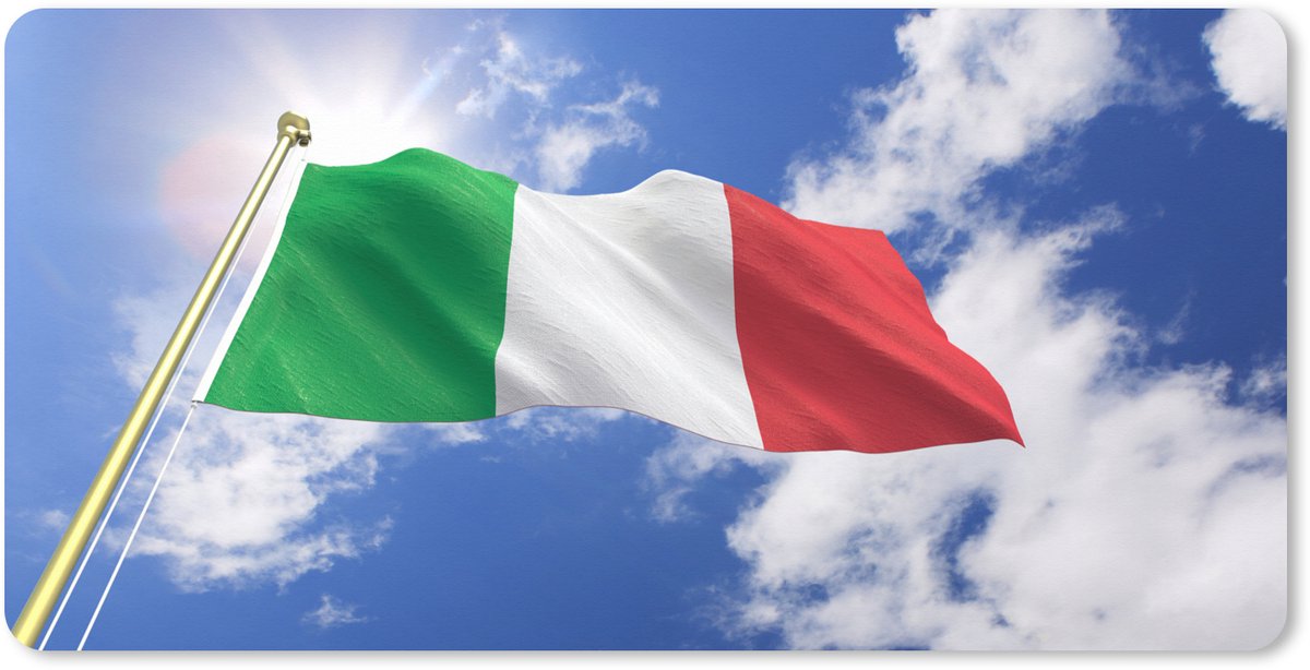 Muismat XXL 80x40 cm - Bureau onderlegger - Bureau mat De vlag van Italië wappert in de lucht - Bureaumat - Gaming mousepad xl - Bureaulegger groot - Computer deskmat