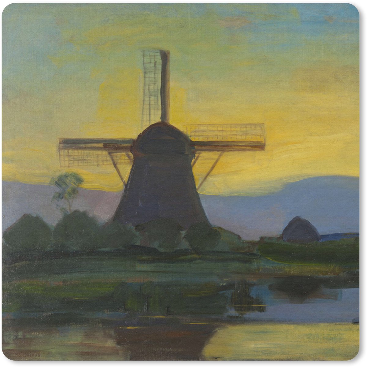 Muismat 30x30 cm - Mousepad Oostzijdse molen - Piet Mondriaan - Muismatten