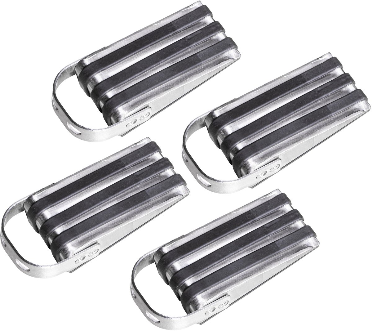 HI Deurstopper - 4x stuks - rubber - RVS - 13 x 5 x 4 cm - antislip