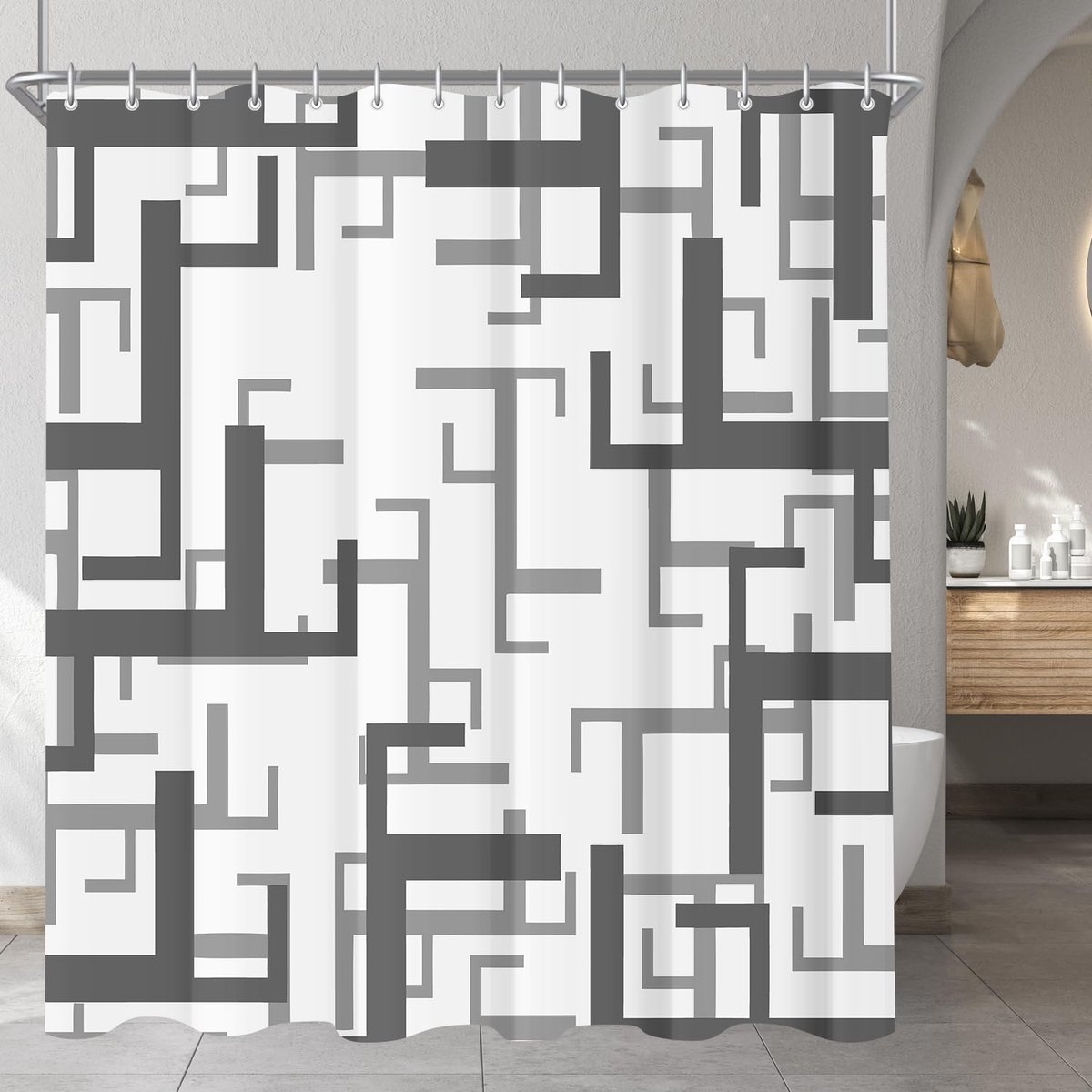 Ibenzoa® Schimmelbestendig Douchegordijn van Polyester met Verzwaarde Zoom en Waterafstotende Eigenschappen, 180 x 200 cm
