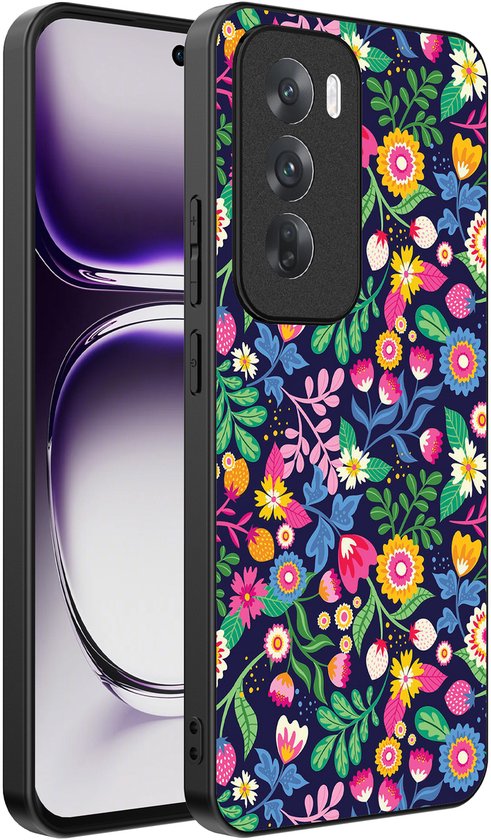 Smartphonica Telefoonhoesje Geschikt voor Oppo Reno 12 met bloemen opdruk - TPU backcover case flower design geschikt voor Oppo Reno 12