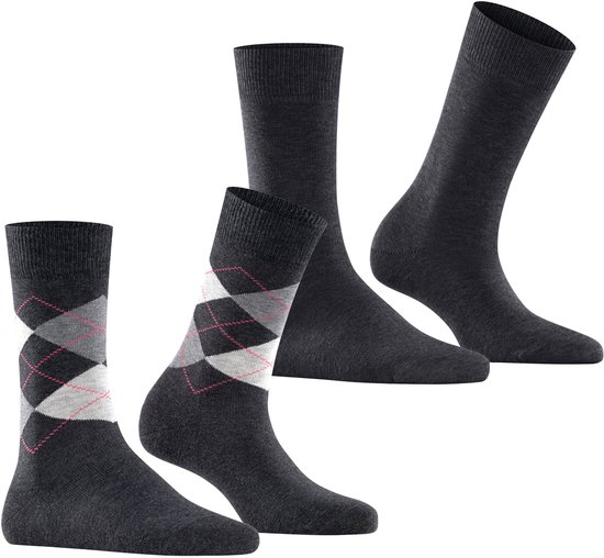 Burlington Everyday 2-Pack gedessineerd katoen multipack sokken dames grijs - maat 36-41