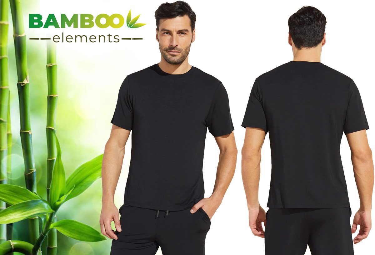 Bamboe T Shirt Heren - Zwart - Regular Fit - Casual Heren T Shirt - Bamboo - Ronde Hals