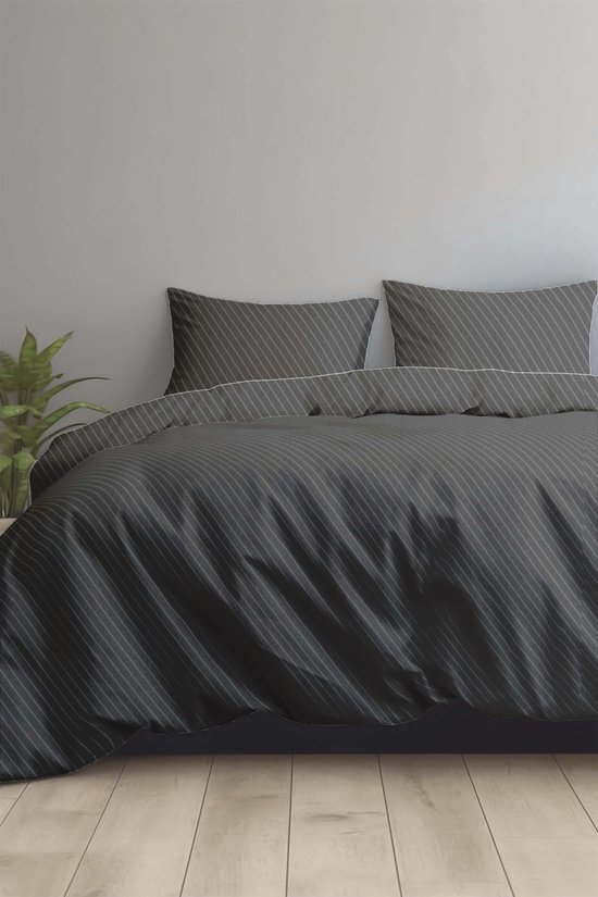Dekbedovertrek 100% Katoen Premium - 240 x 260 cm - Extra breed - Jeans Black — afbeelding 3