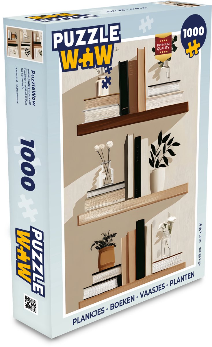 Puzzel Plankjes - Boeken - Vaasjes - Planten - Legpuzzel - Puzzel 1000 stukjes volwassenen