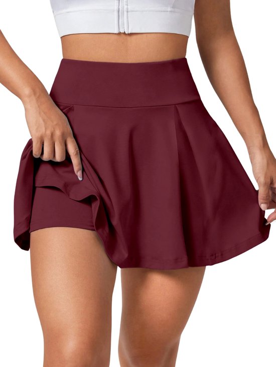 Jupe Nivard Femme - Short - Pantalon Court - Jupe de Marche - Leggings - Rouge - S