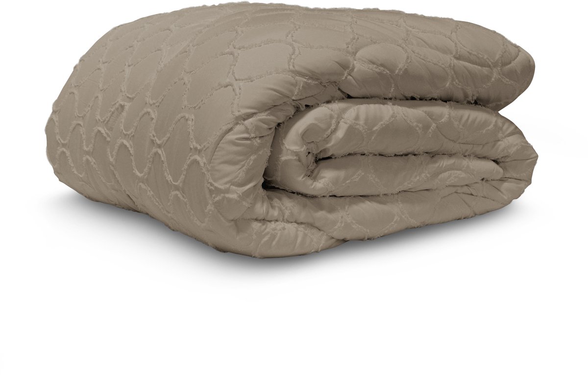 Easy Dekbed Tufted Curve - Taupe - 200x200 cm