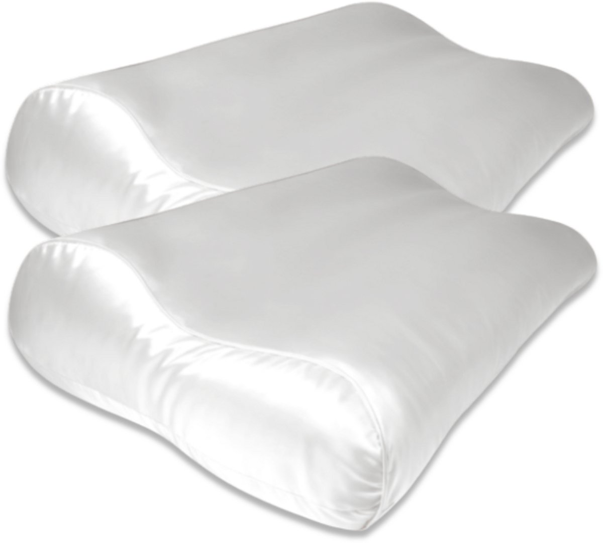 Voordeelset 2x 100% Zijden kussensloop Wit Glossy Ergonomisch - 22MM - 30x50cm - Satijn geweven zijden kussensloop - Anti acne kussensloop - Silk Heaven - 30x50cm