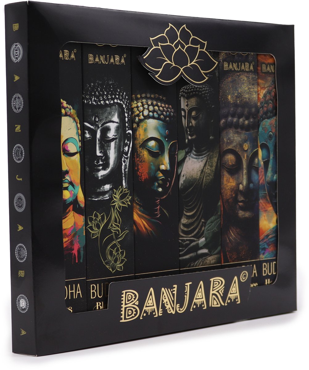 Banjara - boeddha - wierook - geurstokjes - buddha - cadeauset - serie van 6 stuks