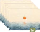 Placemats - 6 stuks - 45x30 cm - Placemat kunststof - Zon - Oranje - Zee - Borden onderleggers - Decoratie voor op tafel - Keuken tafeldecoratie accessoires - Vinyl onderlegger - Tafelversiering