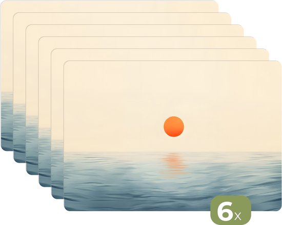 Napperons - 6 pièces - 45 x 30 cm - Sets de table en plastique - Soleil - Oranje - Mer - Dessous de Assiettes - Décoration de table - Accessoires de décoration de table de Cuisine - Dessous de plat en Vinyl - Décoration de table
