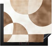 KitchenYeah® Inductie beschermer 60x52 cm - Abstract - Cirkels - Bruin - Modern - Kookplaataccessoires - Afdekplaat voor kookplaat - Inductiebeschermer - Inductiemat - Inductieplaat mat - Keuken decoratie