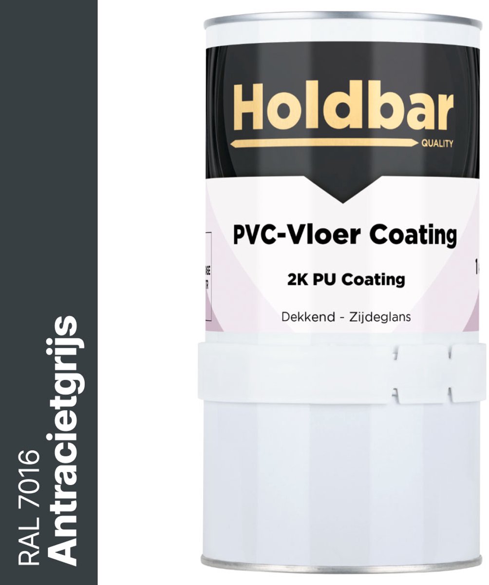 Holdbar PVC-Vloer Coating Antracietgrijs (RAL 7016) 1 Kg - Vloerverf - Alle kleuren - Hecht direct op PVC - Slijtvast - UV-bestendig - Gemakkelijk te reinigen - Beschermt PVC-Vloer - 2 Componenten Verf