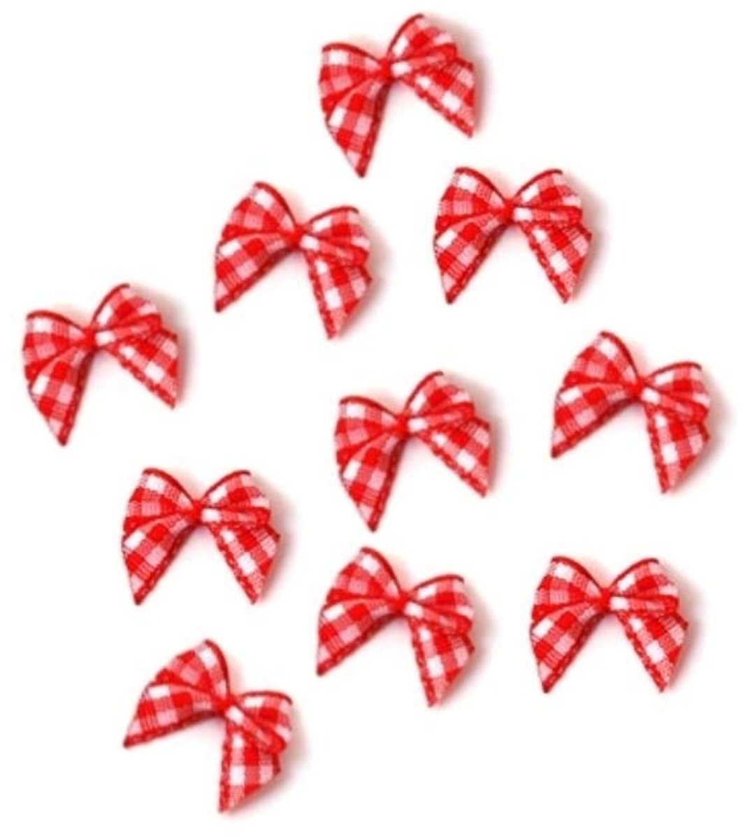 Strikje ruit rood wit (10 stuks)