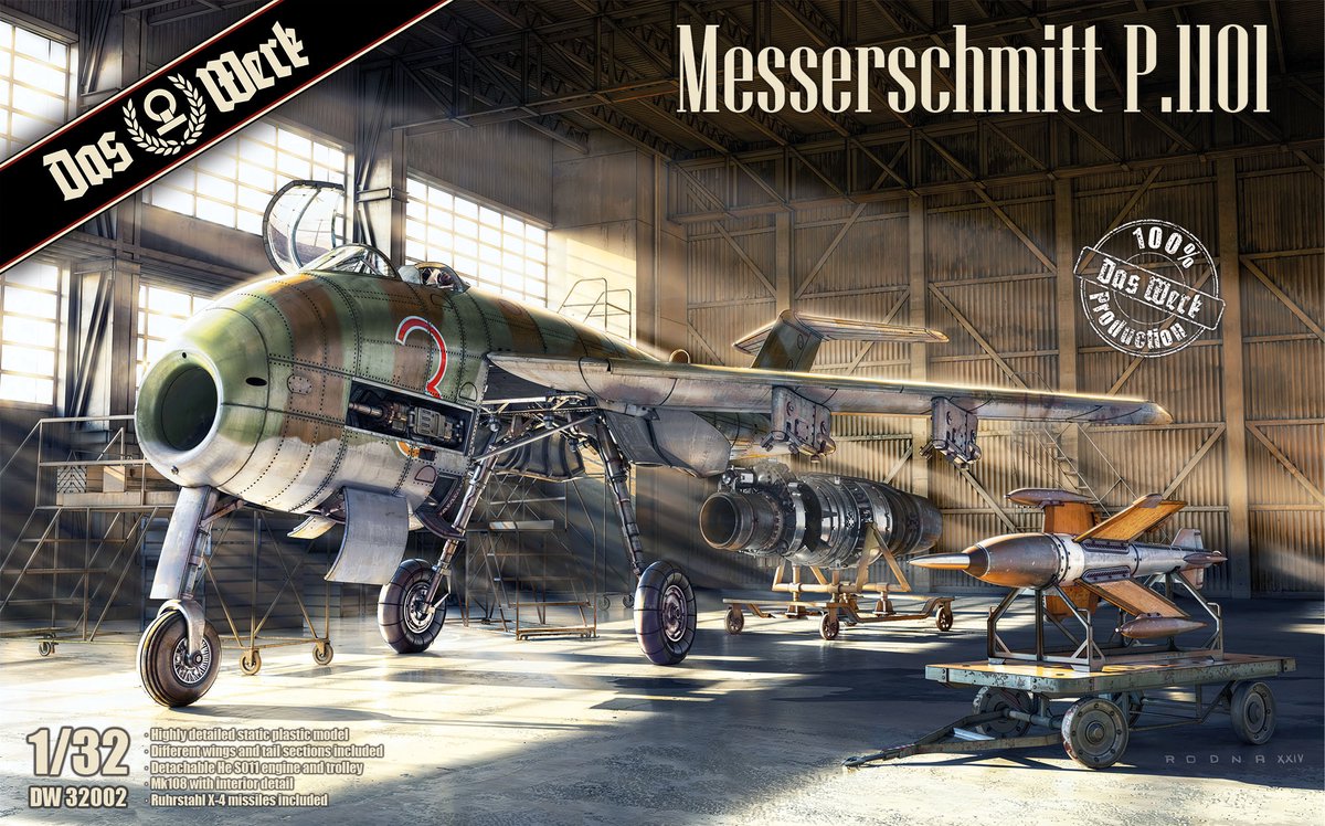 Das Werk Modelbouwpakket Vliegtuigen - 32002 Messerschmitt P.1101 - Experimenteel Duits Jachtvliegtuig - Straaljager Plastic - 1:32 - Modelbouw