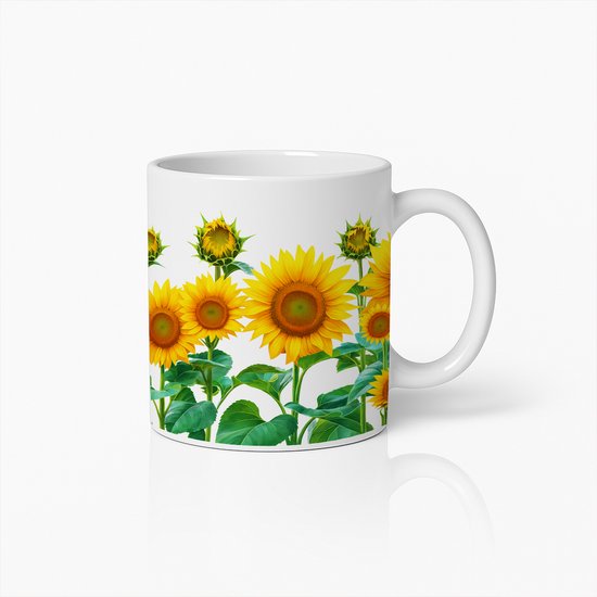 Vrolijke Zonnebloem Koffiemok – Bloemrijk Design Keramische Theebeker